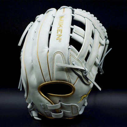 Miken Gold Pro Series 14 White Slowpitch Softball Fielding Glove PRO1 ProRollers Rolled Bats Game Ready Gloves