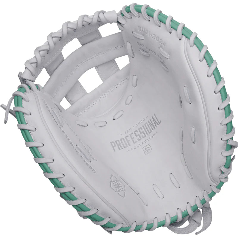 Easton x Jen Schro have teamed up again to bring you softball's premier catcher's mitt: the 2025 Easton Professional Collection Signature Series Jen Schroeder catcher's mitt! Meticulously crafted in a 34